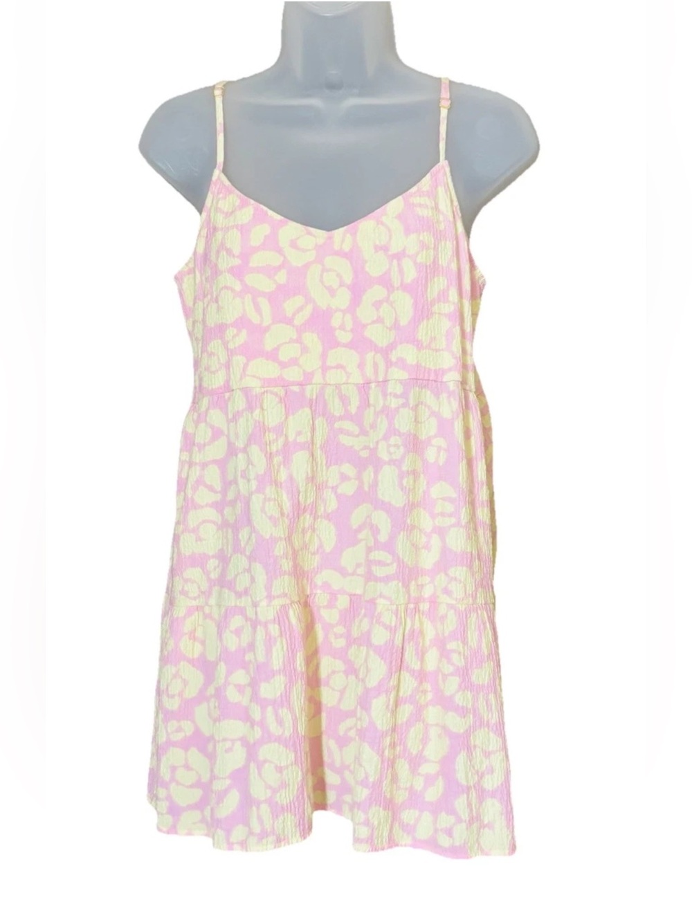 Show Me Your Mumu Caroline Mini Sundress Lemonade Cheetah Pink Yellow Pockets XS - Picture 2 of 11